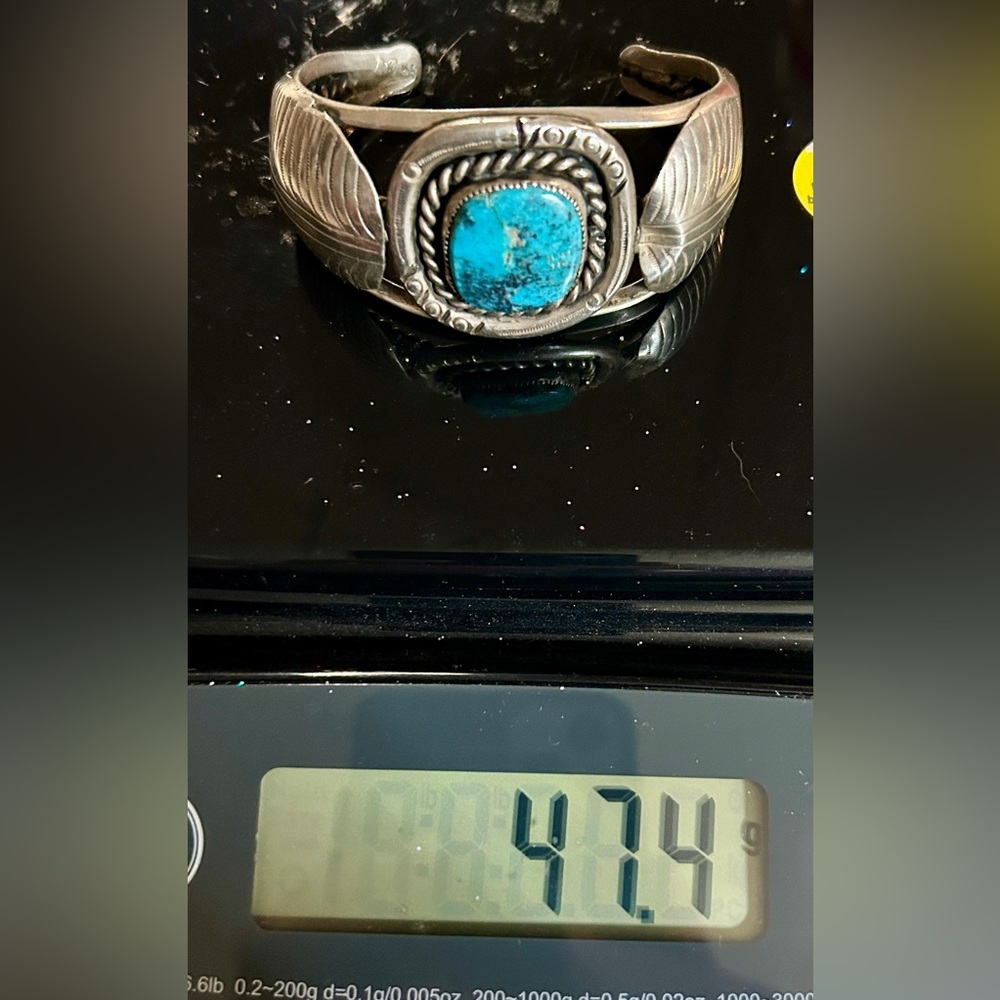 Opulent Vintage American Navajo Sterling and Carico Lake Turquoise. Hand made. - Picture 13 of 16